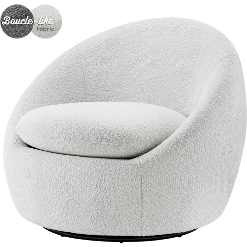 Adelmo Swivel Accent Chair in Boucle Beige Fabric